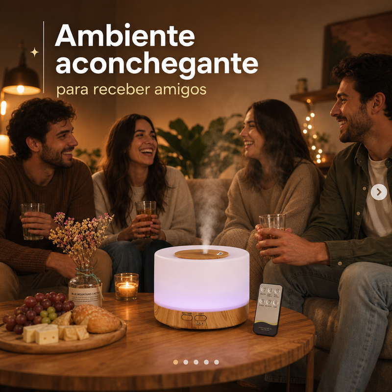 Difusor de Aroma, Umidificador de Ar Ultrassônico 300 a 500 ml