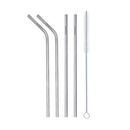 Kit 5 Peças Canudo Reto, Curvo e Escovinha Limpeza Inox