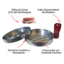 Kit Hamburgueria Completo Modelador de Hambúrguer Molde Ovo Espátulas Curva Reta Inox Tampa Abafador