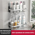 Suporte De Shampoo Prateleiras De Banheiro Sem Furo Premium