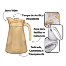 Jarra De Vidro Dourada Com Tampa Acrilico 1620ml
